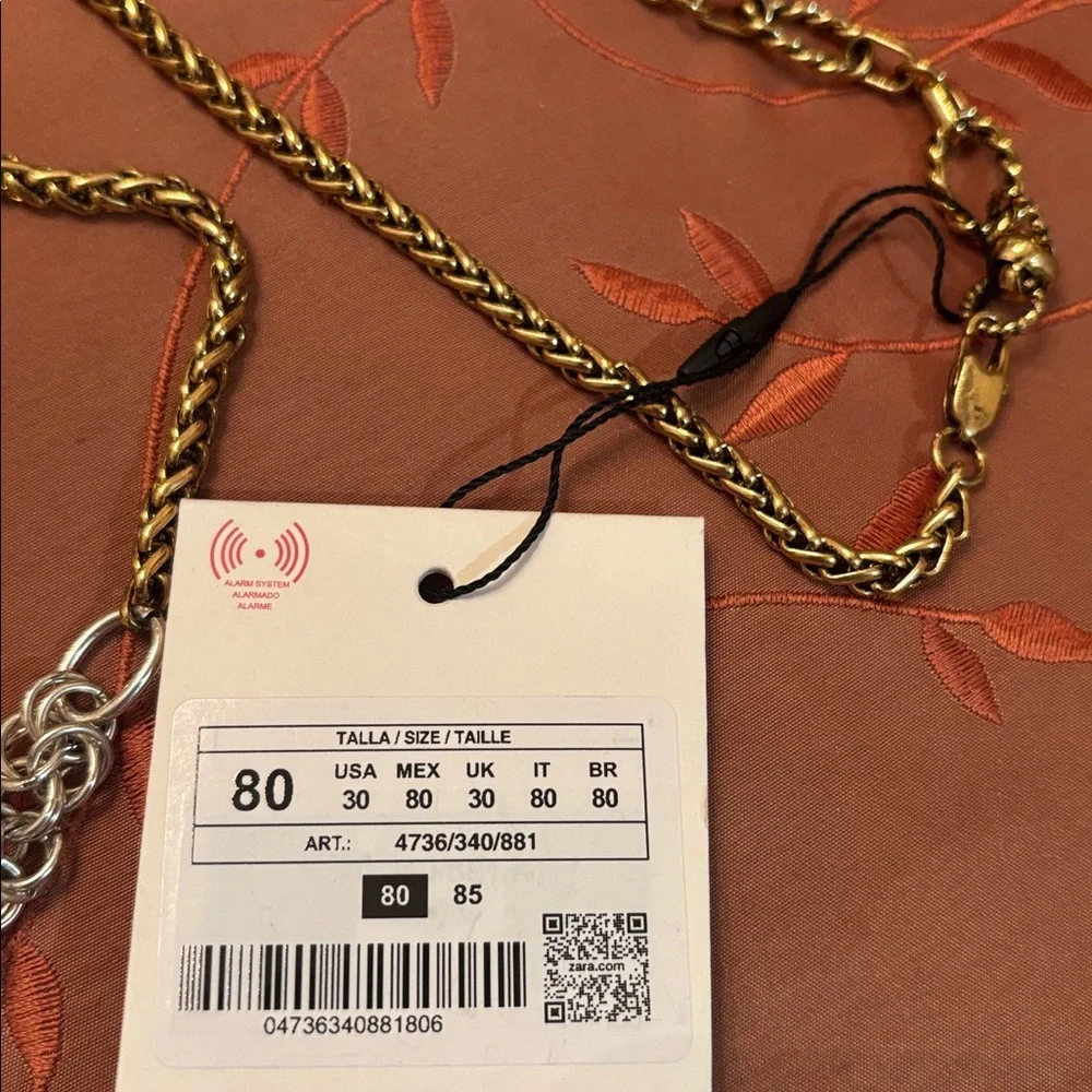 Zara RHOMBUS MEDALLION Gold Silver METAL BELT